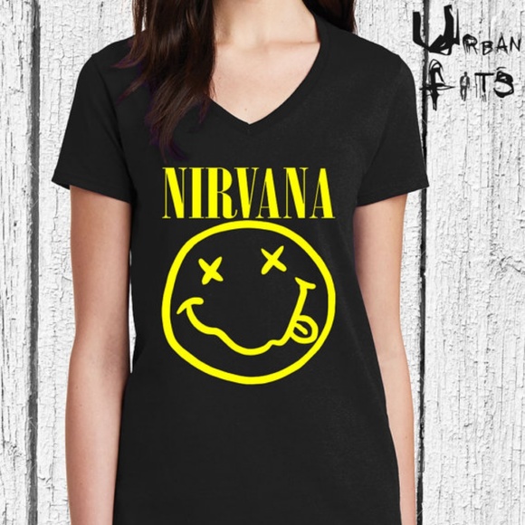 Forever 21 Tops - Nirvana Black V Neck T Shirt